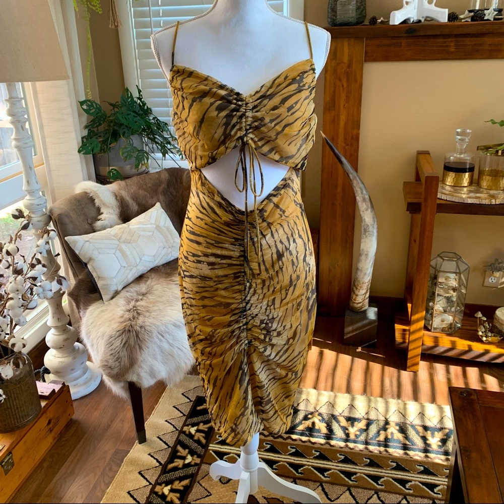 NWT Fashion Nova Tiger Print Cutout Party Dress